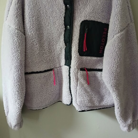 Peloton Women's Size Medium Caviar Warm Sherpa Sweater Long Sleeve Pocket Purple - Picture 6 of 15
